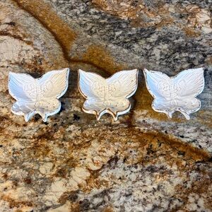 Vietri Set of 3 White Butterfly Trinket/Condiment Dishes